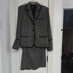 Studio Black and Gray Tweed Blazer and Skirt Set